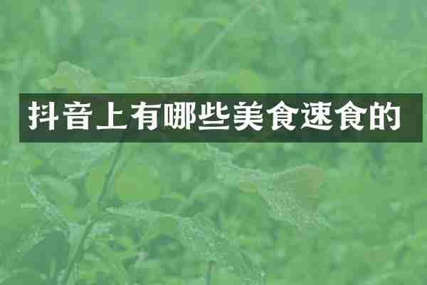 抖音上有哪些美食速食的