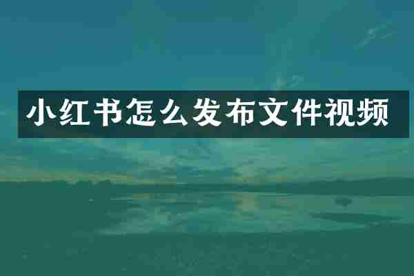 小红书怎么发布文件视频