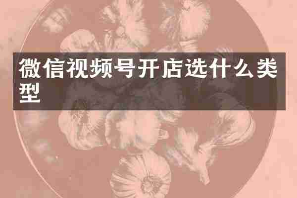 微信视频号开店选什么类型
