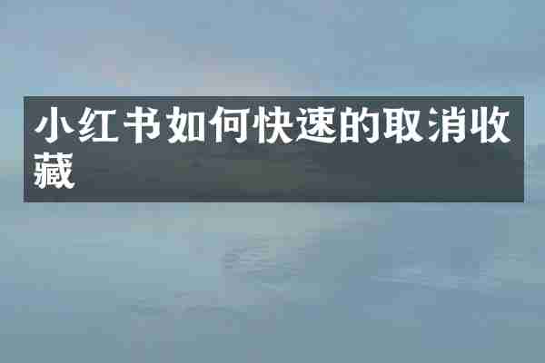 小红书如何快速的取消收藏