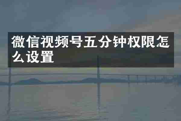 微信视频号五分钟权限怎么设置