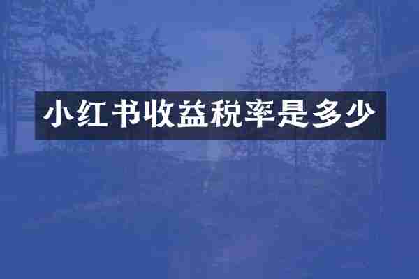 小红书收益税率是多少