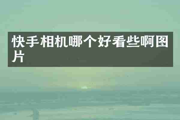快手相机哪个好看些啊图片