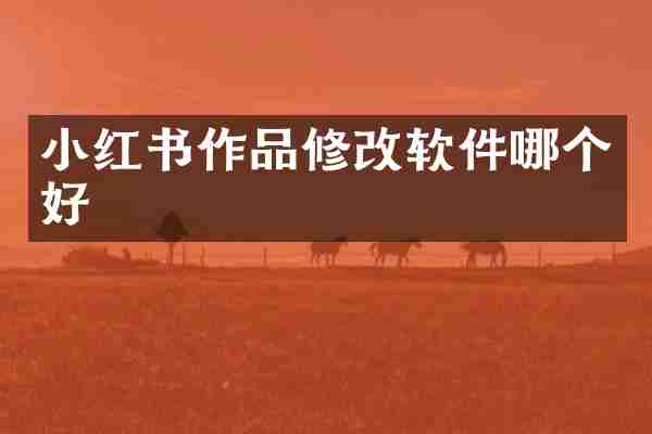 小红书作品修改软件哪个好