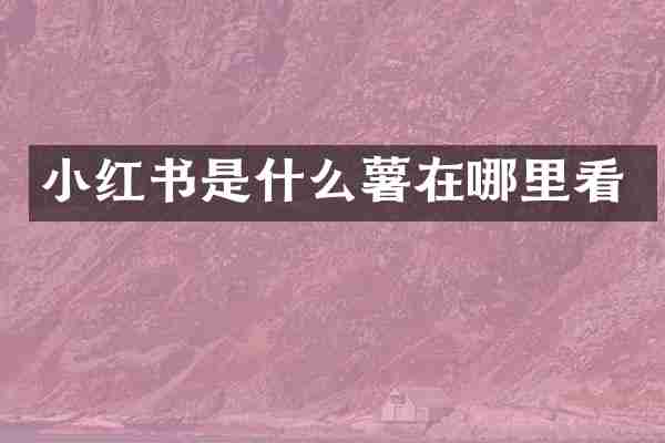 小红书是什么薯在哪里看