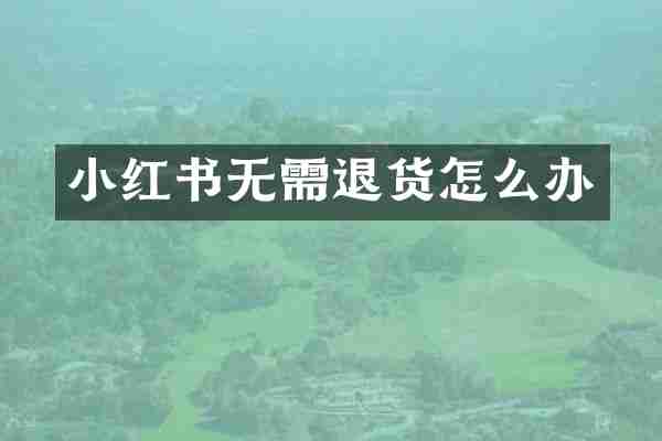 小红书无需退货怎么办