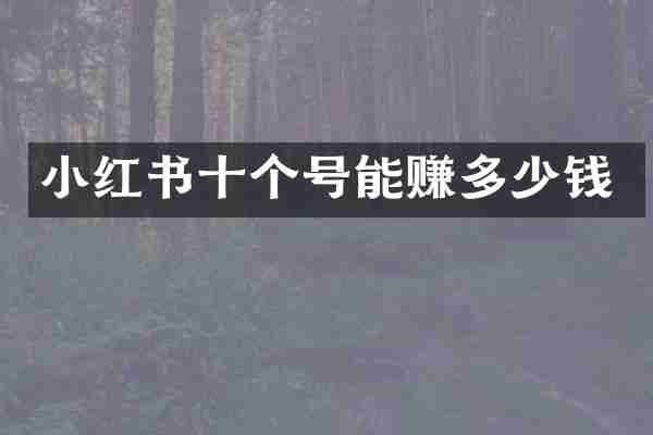小红书十个号能赚多少钱