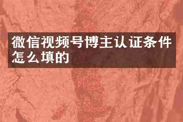 微信视频号博主认证条件怎么填的