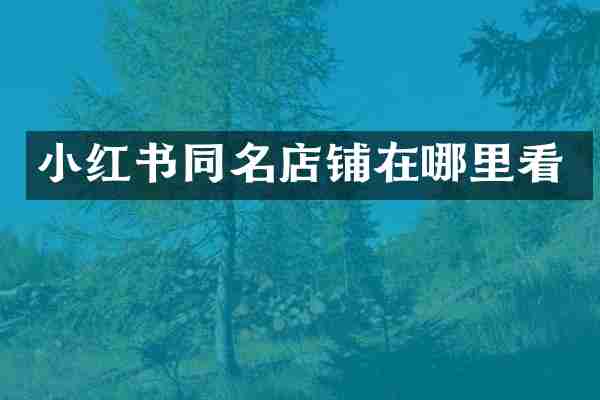 小红书同名店铺在哪里看