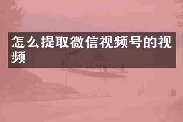 怎么提取微信视频号的视频