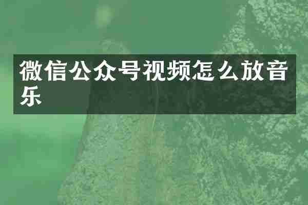 微信公众号视频怎么放音乐
