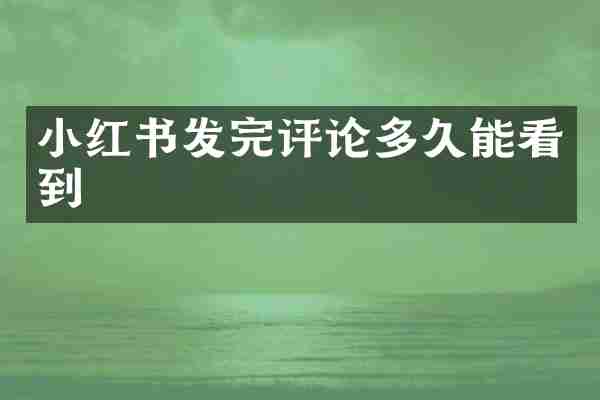 小红书发完评论多久能看到
