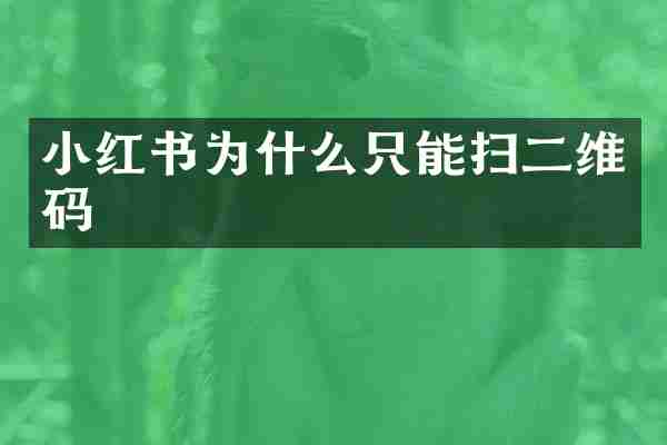 小红书为什么只能扫二维码