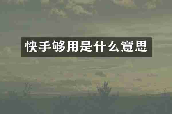 快手够用是什么意思