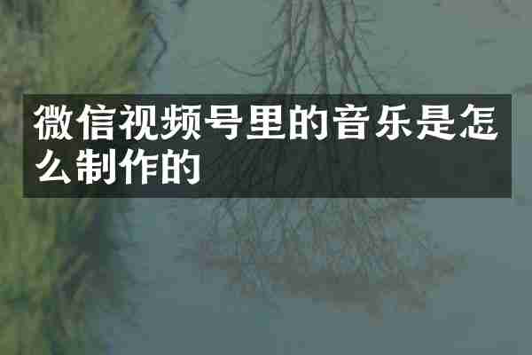 微信视频号里的音乐是怎么制作的