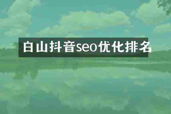 白山抖音seo优化排名