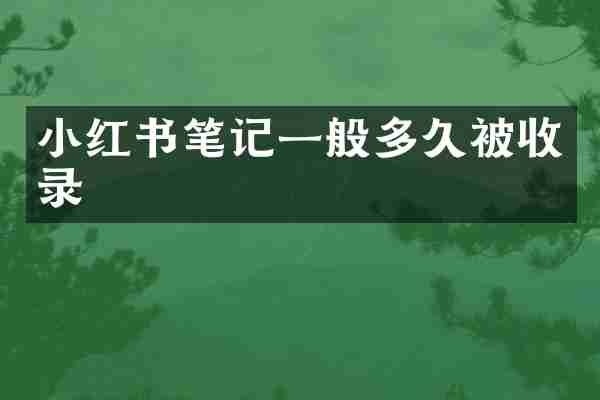 小红书笔记一般多久被收录