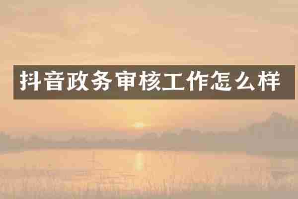 抖音政务审核工作怎么样