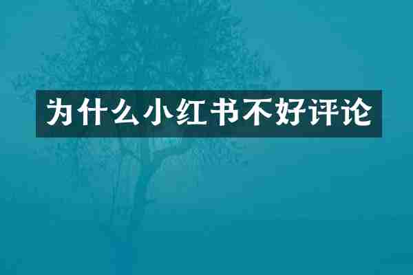 为什么小红书不好评论