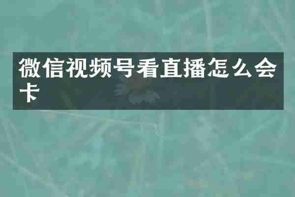 微信视频号看直播怎么会卡