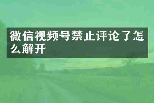 微信视频号禁止评论了怎么解开