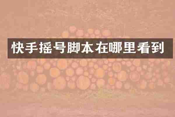 快手摇号脚本在哪里看到