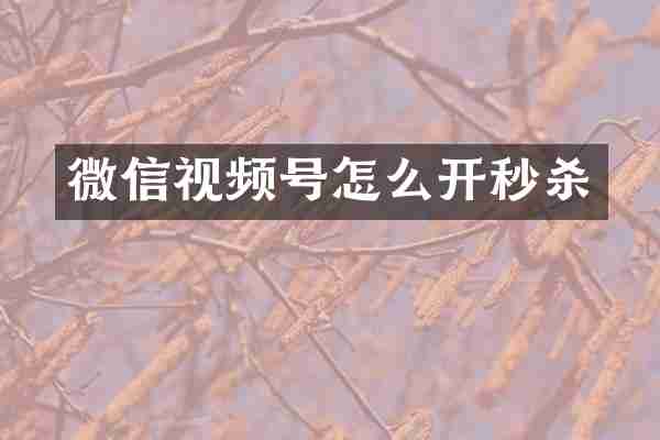 微信视频号怎么开秒杀