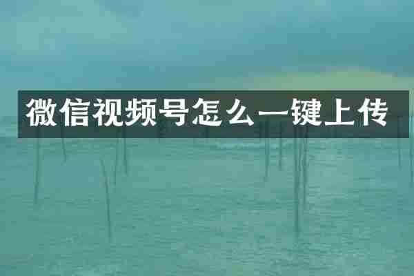 微信视频号怎么一键上传