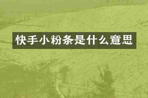快手小粉条是什么意思
