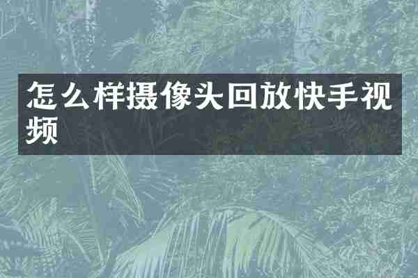 怎么样摄像头回放快手视频