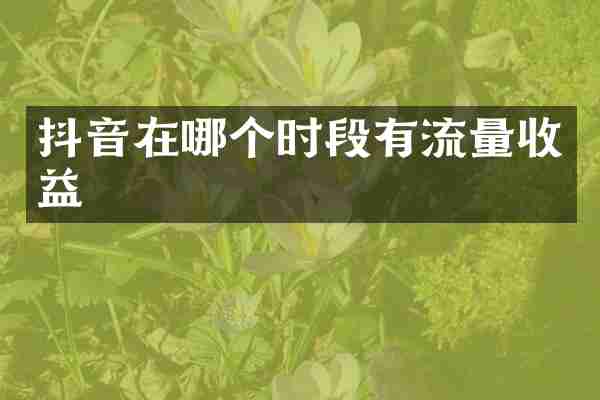 抖音在哪个时段有流量收益