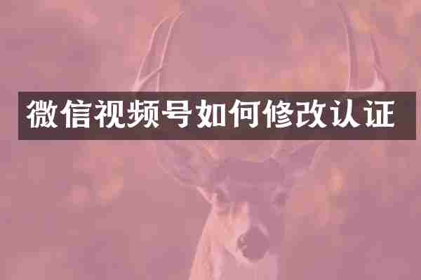 微信视频号如何修改认证