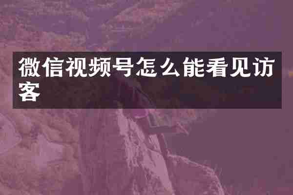 微信视频号怎么能看见访客