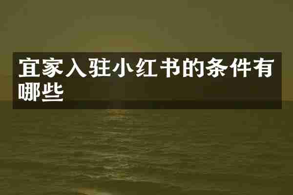 宜家入驻小红书的条件有哪些