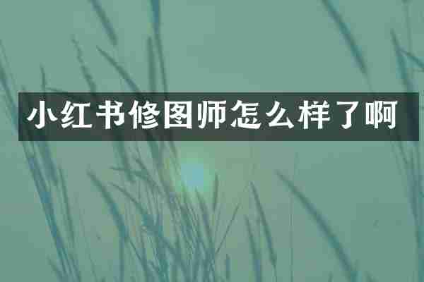 小红书修图师怎么样了啊