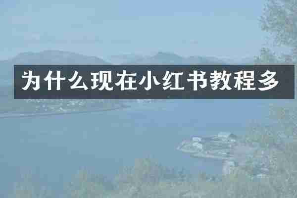 为什么现在小红书教程多
