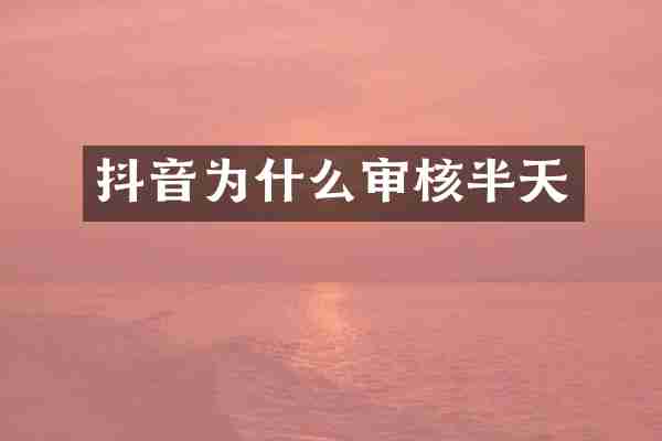抖音为什么审核半天