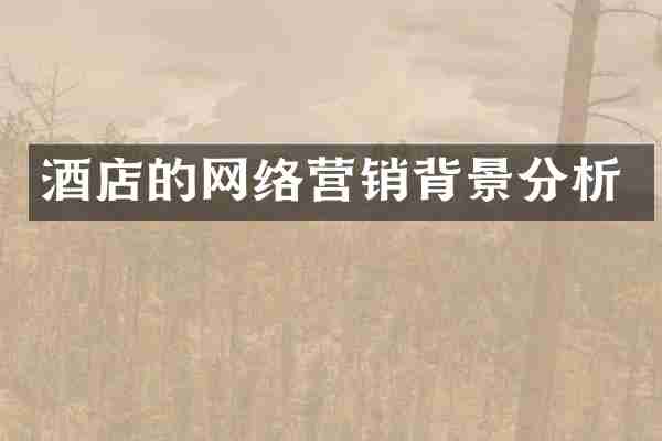 酒店的网络营销背景分析