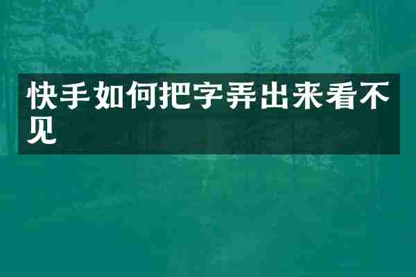 快手如何把字弄出来看不见