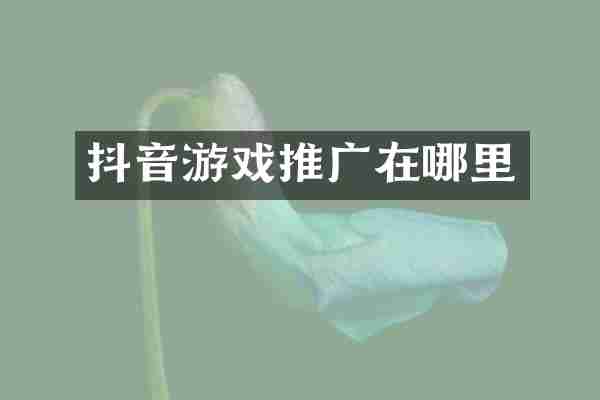 抖音游戏推广在哪里