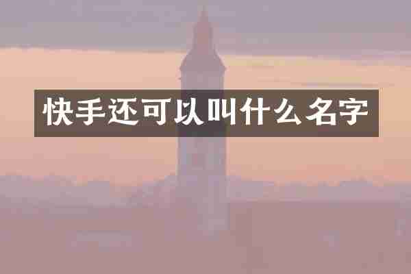 快手还可以叫什么名字