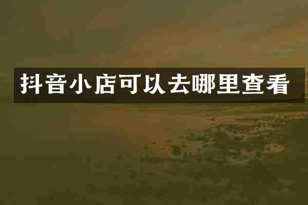 抖音小店可以去哪里查看