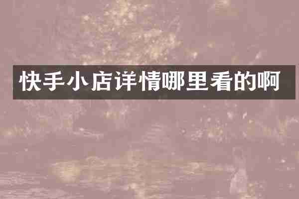 快手小店详情哪里看的啊