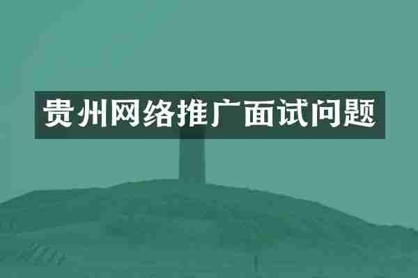 贵州网络推广面试问题