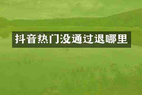 抖音热门没通过退哪里