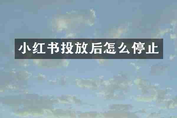 小红书投放后怎么停止