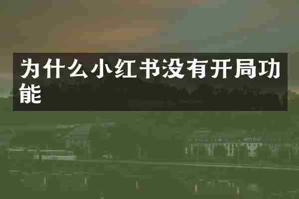 为什么小红书没有开局功能