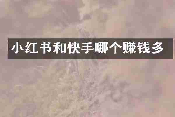 小红书和快手哪个赚钱多