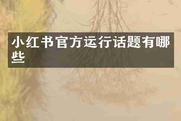 小红书官方运行话题有哪些