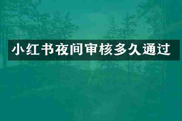 小红书夜间审核多久通过